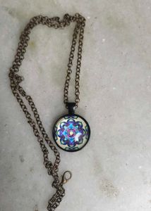 Mandala Resin Pendant Necklace