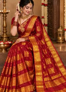 Elegant Red & Gold Silk Saree