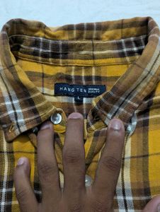 Men's Yellow Plaid Long Sleeve Shirt