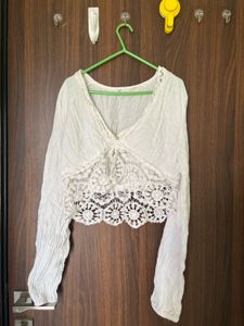 Crochet Trimmed Crop Top