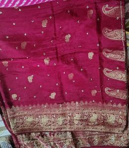 new pure dola burnt red  Silk Saree