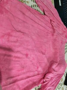 pink tie dye chikankari kurti