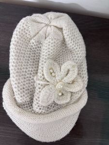 Chic Knit Beanie with Flower Detail