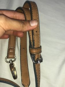 Leather Sling Bag Sturdy With 2 Zippers