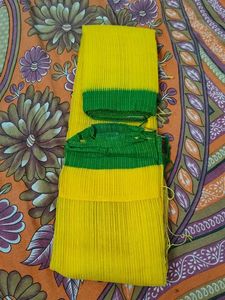 Vibrant Yellow Saree with Green Border