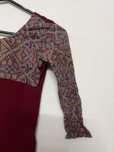 Maroon Kurta with Printed Sleeves