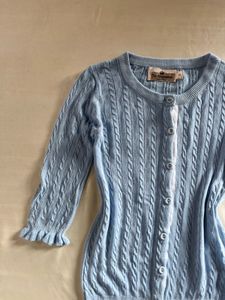 Cute Blue Cable Knit Cardigan