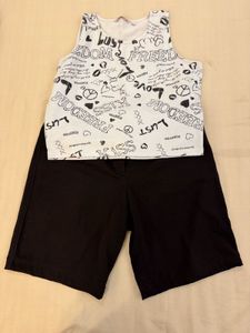 Graphic Tank Top & Black Shorts Set