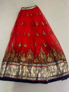 Red Embroidered Lehenga With White Dupatta