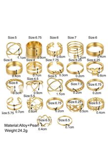Assorted Gold Tone Stackable Rings Set of 22