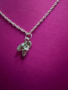 Silver Rose &amp; Leaf Pendant Necklace