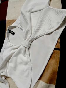 White Cut-out Ring Detail Top