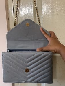 Chic Gray Chevron Chain Bag