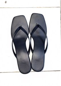 Black Square Toe Flip Flops