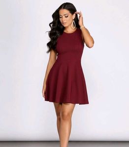 Chic Burgundy Skater Dress
