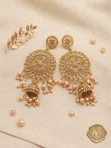 Elegant Gold Jhumka Earrings with Pearls