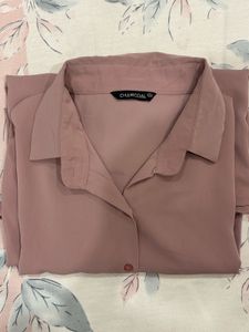 Elegant Dusty Mauve Satin Shirt