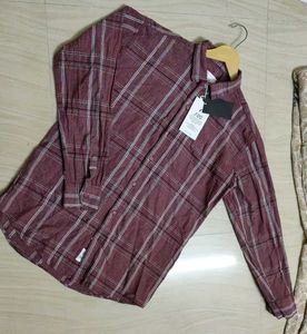 Maroon Plaid Men's Casual Shirt