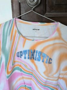 Tie-Dye "Optimistic" Cropped T-Shirt