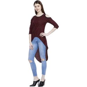 Women's Chic Cold Shoulder Striped Top