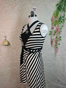 Chic Striped Wrap Dress