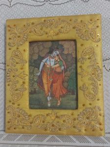 Shree Radha Krishna Photo Frame w Zardozi Embro