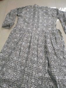 Grey &amp; White Printed Maxi Dress