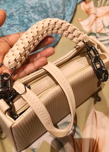 Chic Cream Textured Clutch Bag