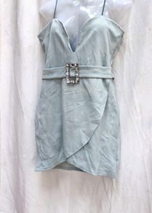 I. StunningLightBlue Mini Dress with Rhinestone