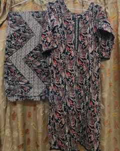 Elegant Floral Print Kurta Set with Dupatta