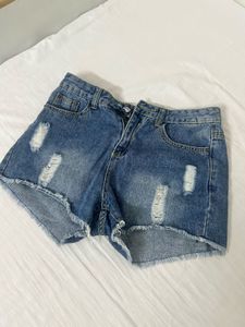 Distressed Denim Shorts