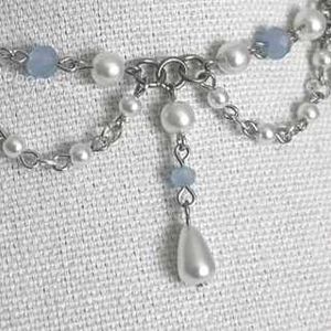 Pearl &amp; Blue Bead Choker
