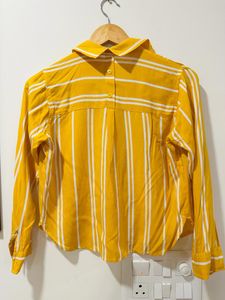 Yellow Striped Cropped Shirt
