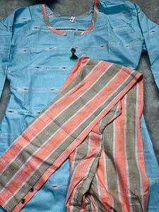 Stylish Blue &amp; Peach Kurta Set