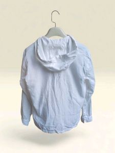 Zara White Linen Blend Hoodie