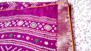 Elegant Purple Bandhani Saree