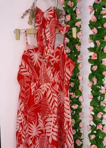orange ethnic motif dress