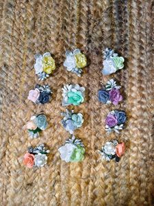 Sparkling Floral Hair Pins (Set of 12)