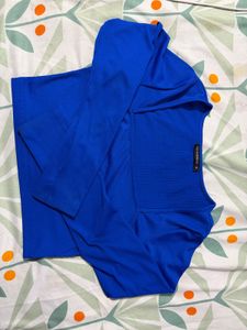 Ribbed Long Sleeve Blue Top