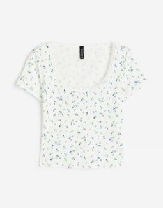 H&M Floral Lace Trim Top