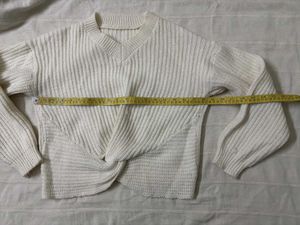Twist-Front Knit Sweater
