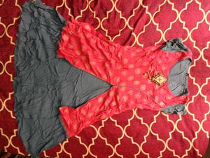 Pink & Grey A-Line Flared Top
