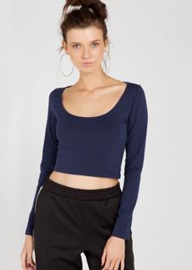 ✨Flash Sale-✨Navy Blue Long Sleeve Cropped Top