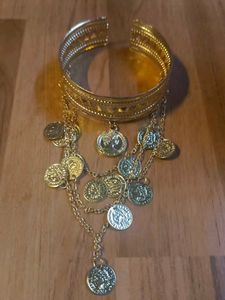 Boho Coin Charm Cuff Bracelet