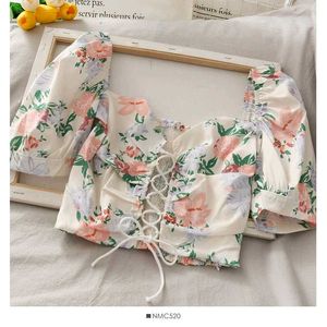 Urbanic New Floral Crop Lace-Up Top