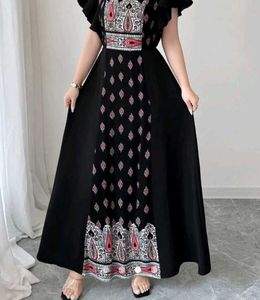Savana Black Maxi Dress with Boho Print