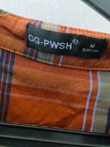Orange Plaid Cropped Shirt