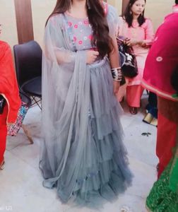 Grey Frill Lehenga Choli