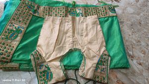 Emerald Green Silk Saree with Peacock Border