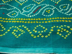 Teal Bandhani Saree